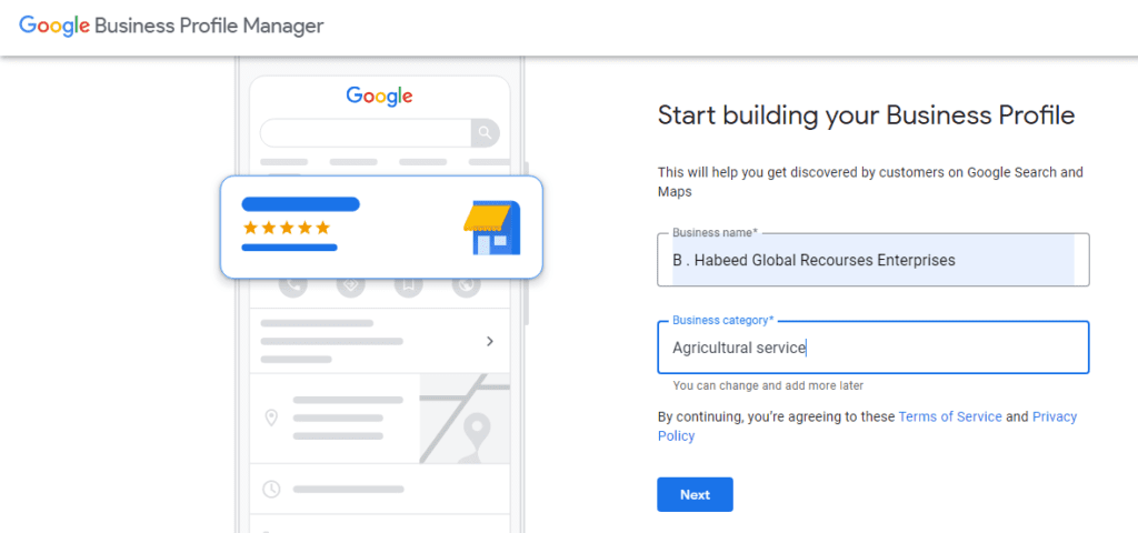 How to create a Google business account